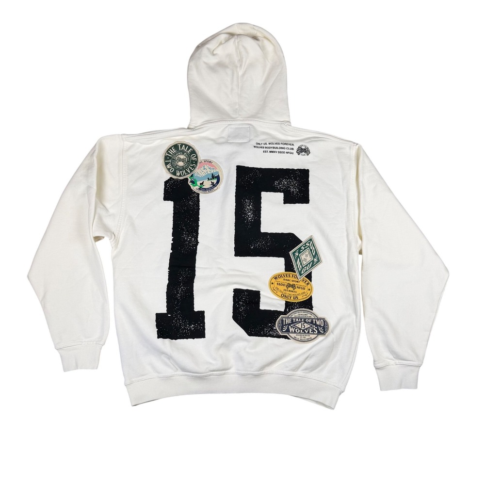 Darc Sport Tale of Two Wolves Hoodie Mens Large Cream Limited Edition 167/1000